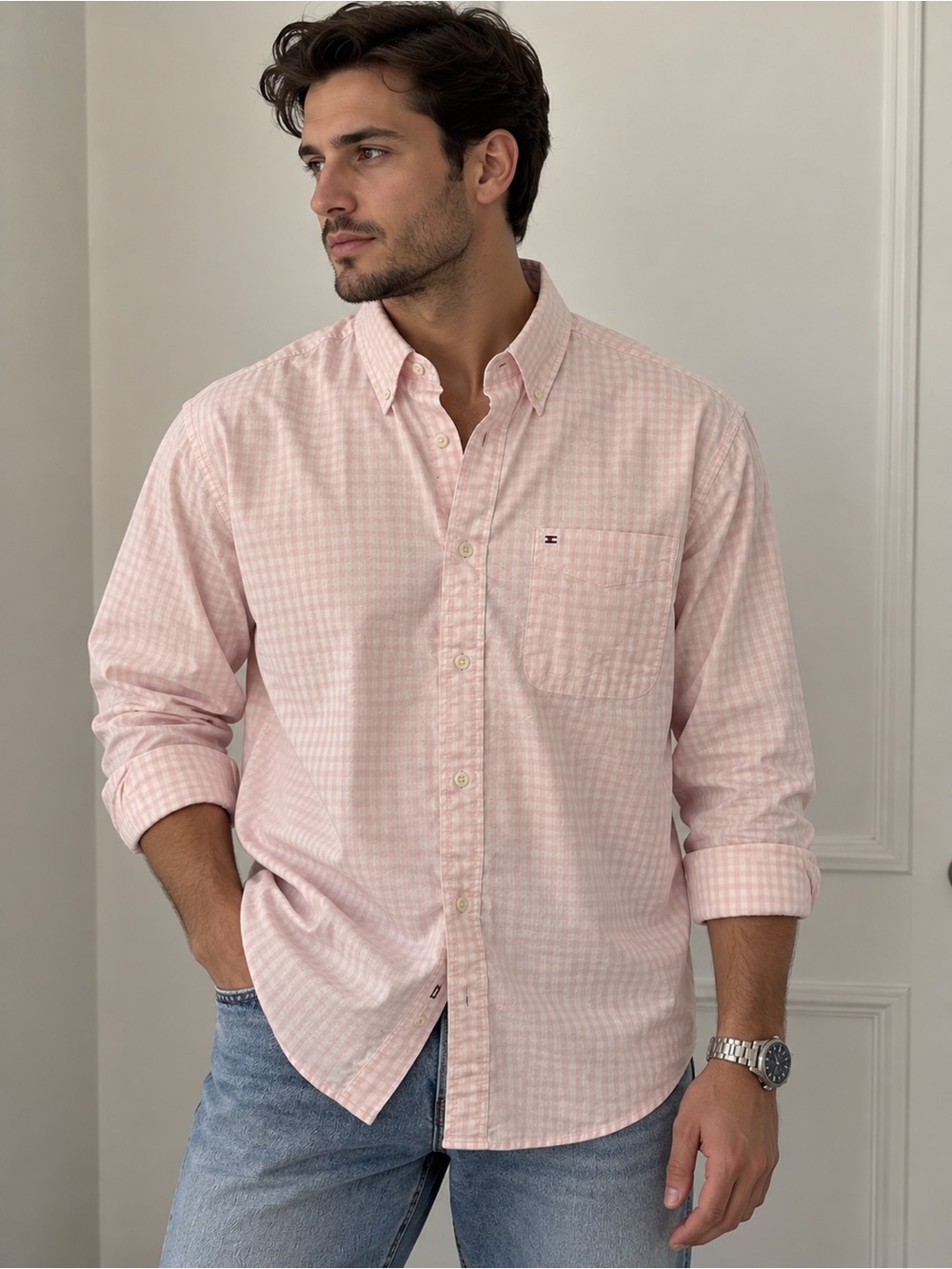 Tommy Hilfiger Light Pink Checked Button-Down Shirt